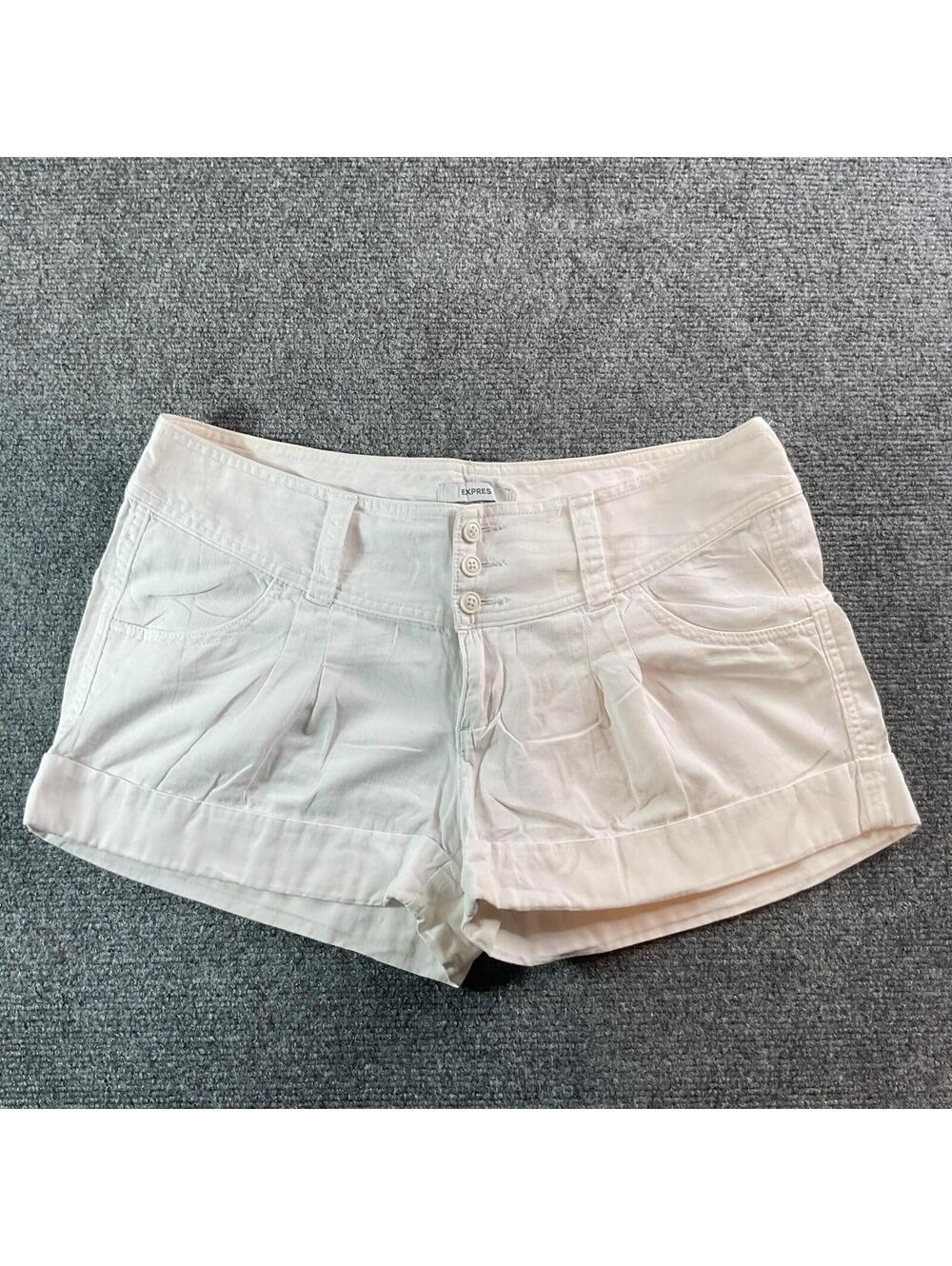 Express  White SHORTS Size 8. Cotton Women's Zip Button